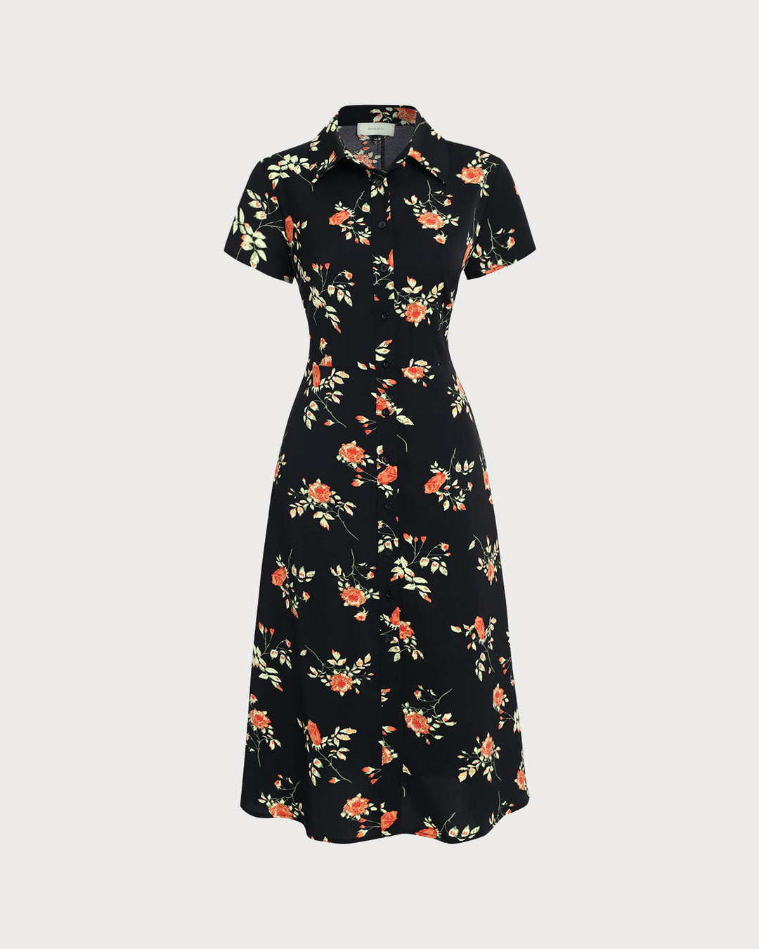 Glória - Vestido Midi Negro Floral