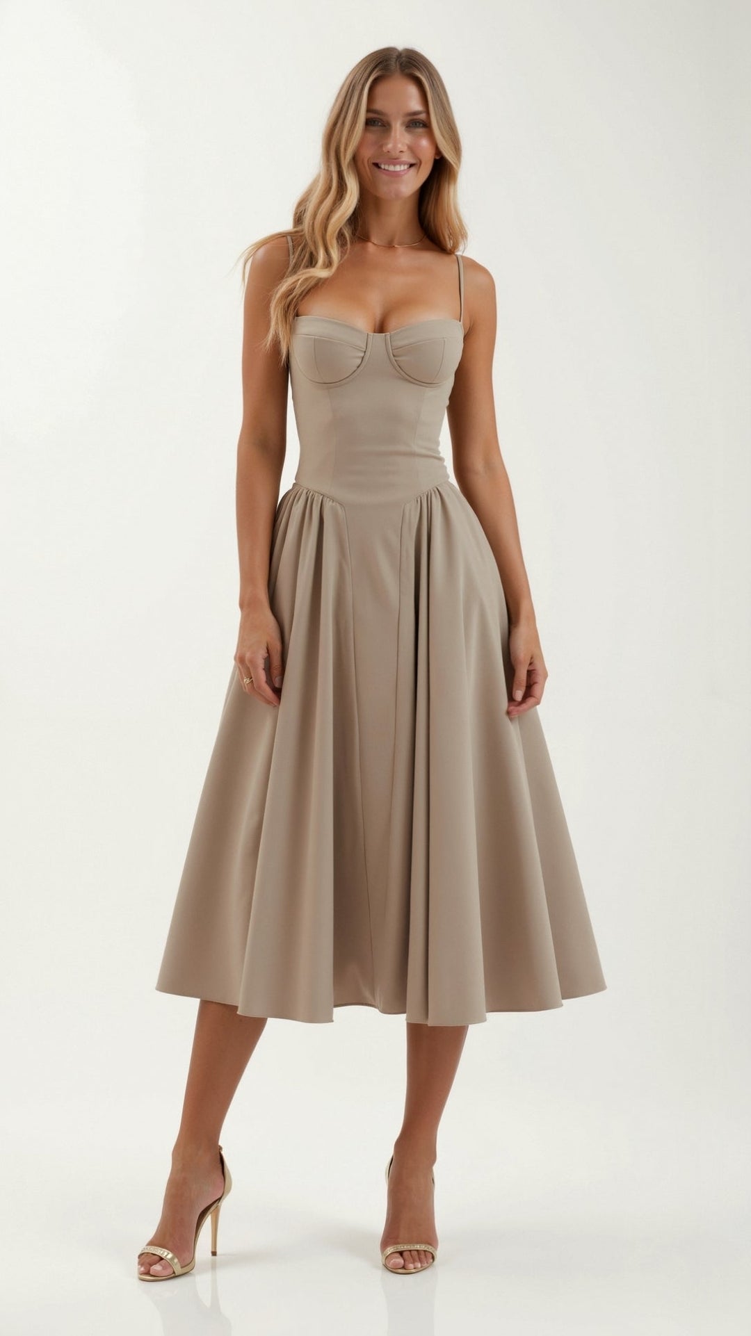 Odete - Vestido midi con corpete estructurado