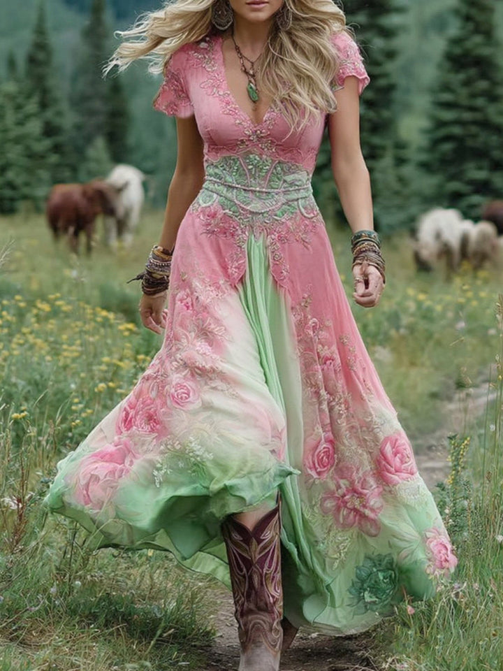 Serena - Vestido Maxi Corto Floral