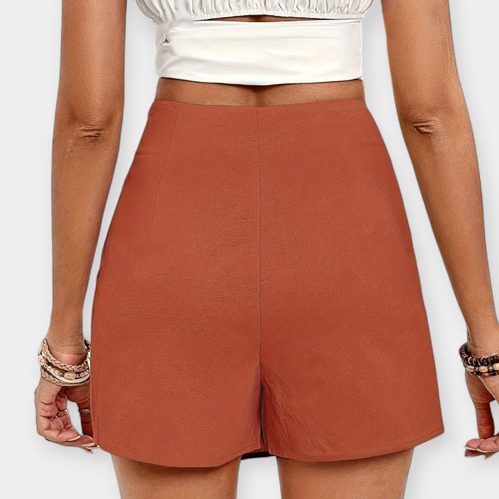 Pantalones Cortos de Cintura Alta con Falda