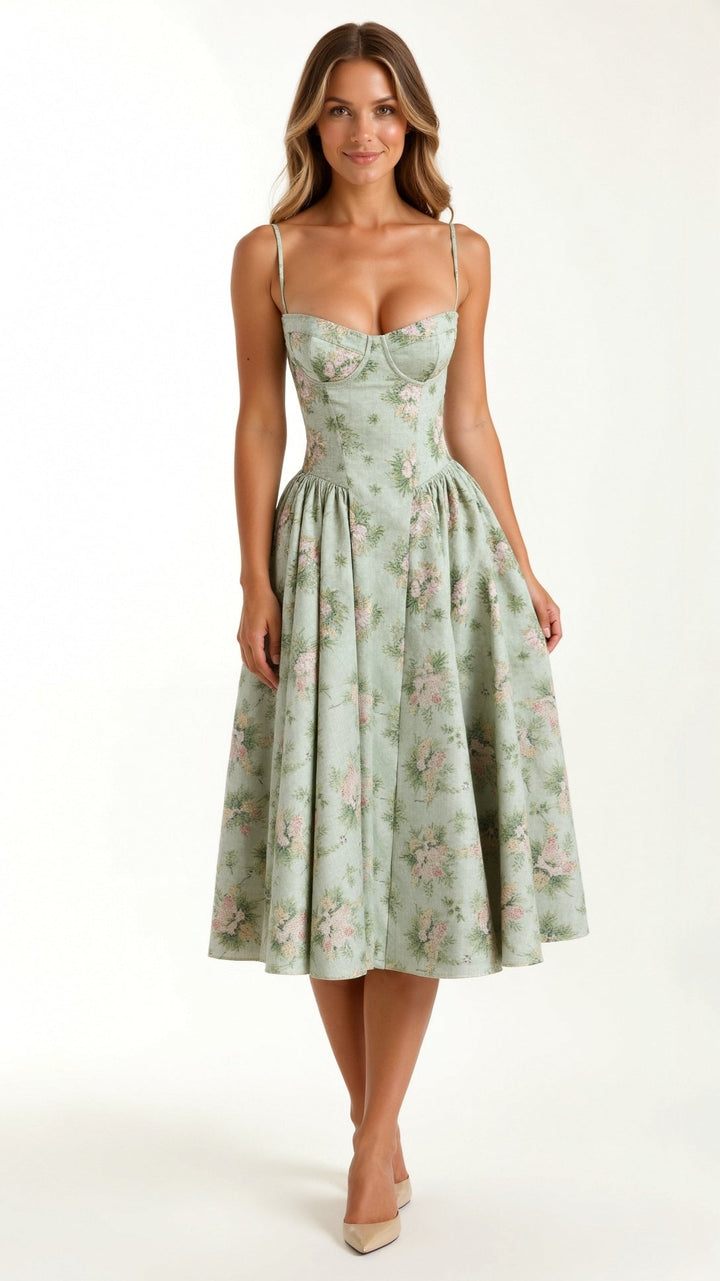 Odete - Vestido midi con corpete estructurado
