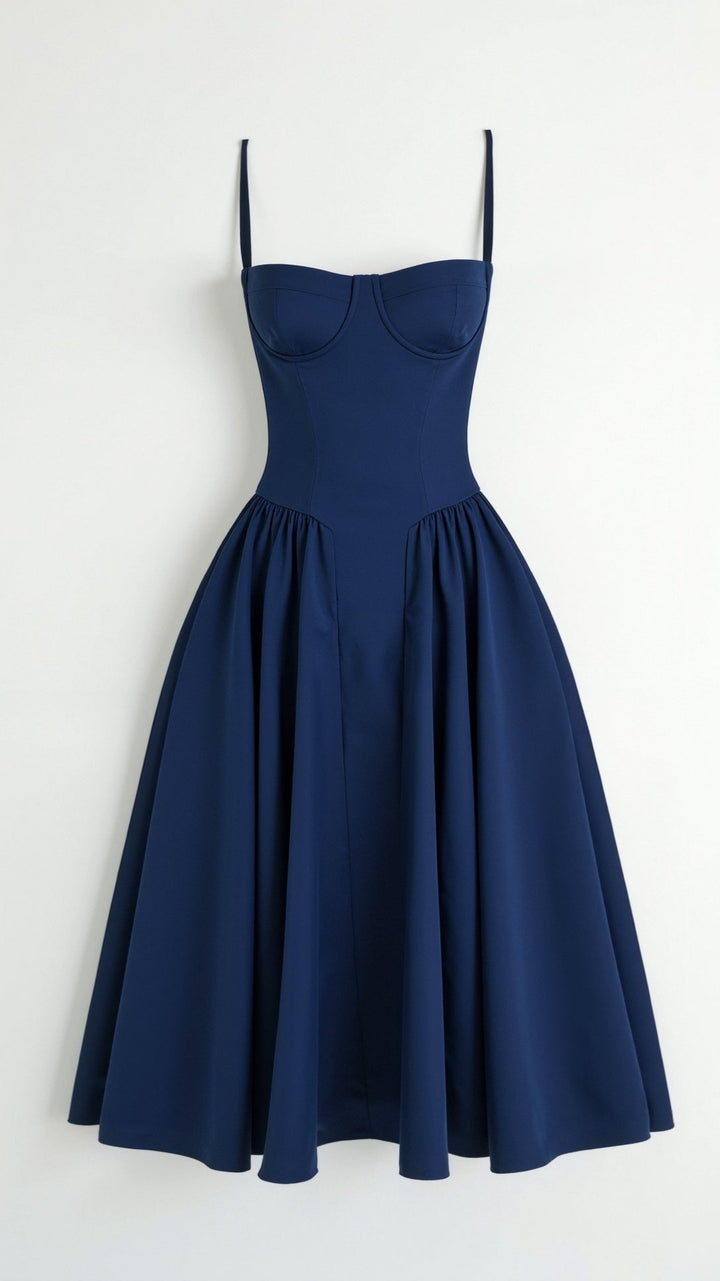 Odete - Vestido midi con corpete estructurado