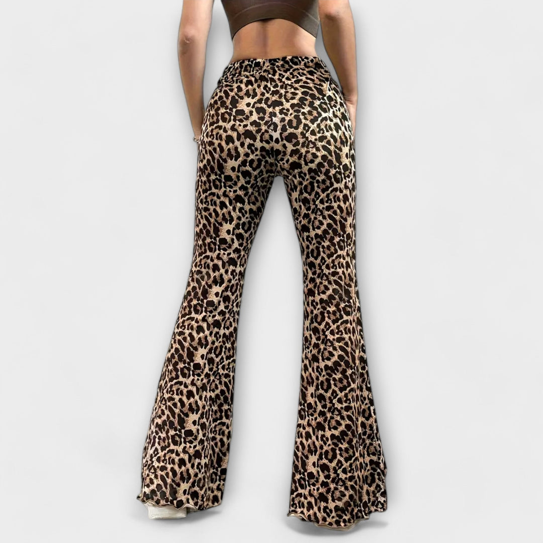 Francisca - Pantalones con corte de leopardo
