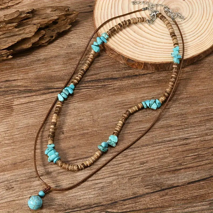Collar de lujo para hombres con cuentas de turquesa y ojo de tigre