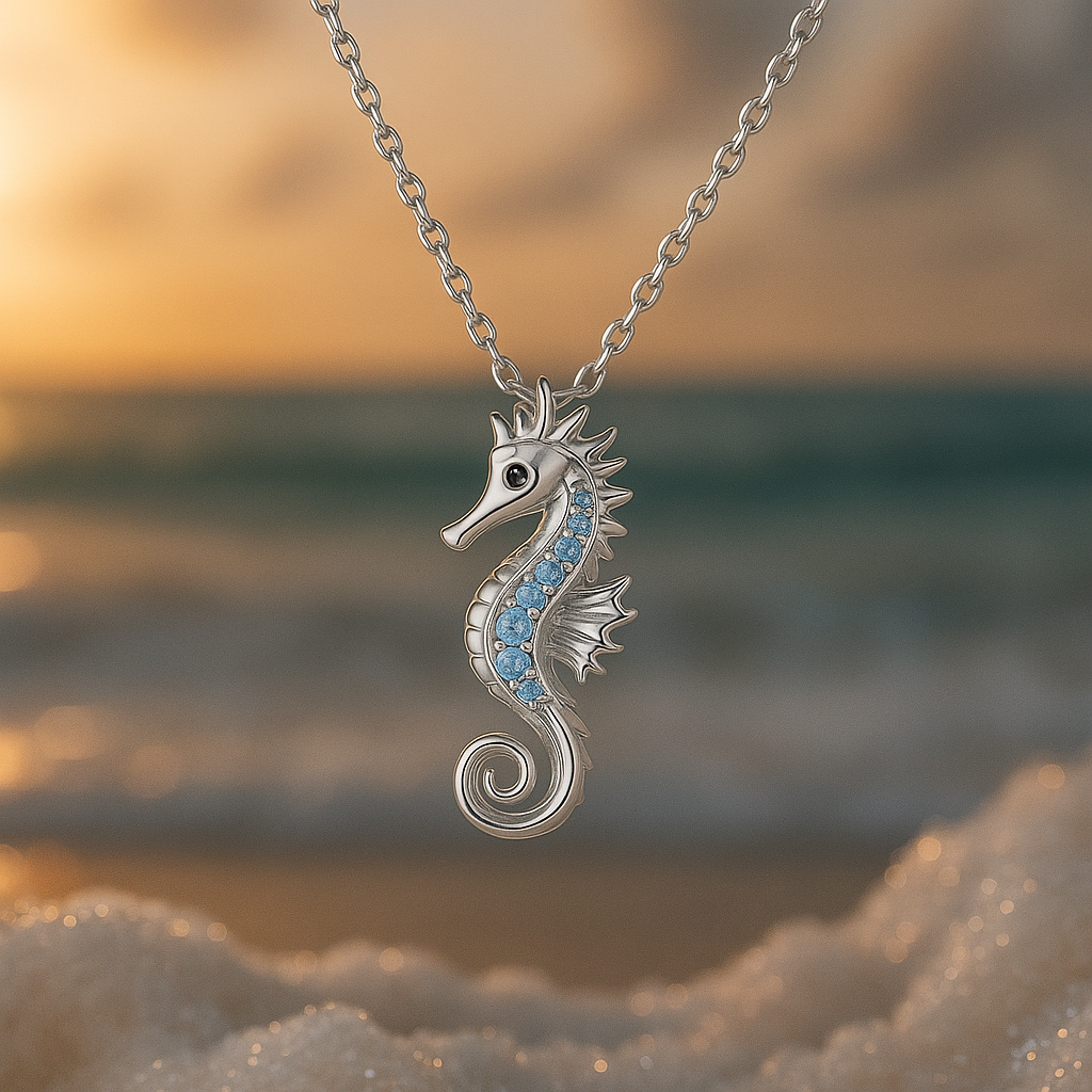 Collar de Plata con Caballito de Mar y Ópalo