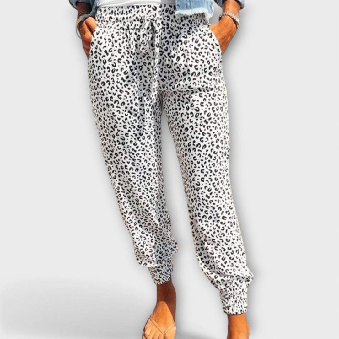 Felicidad - Pantalones de leopardo con piernas anchas