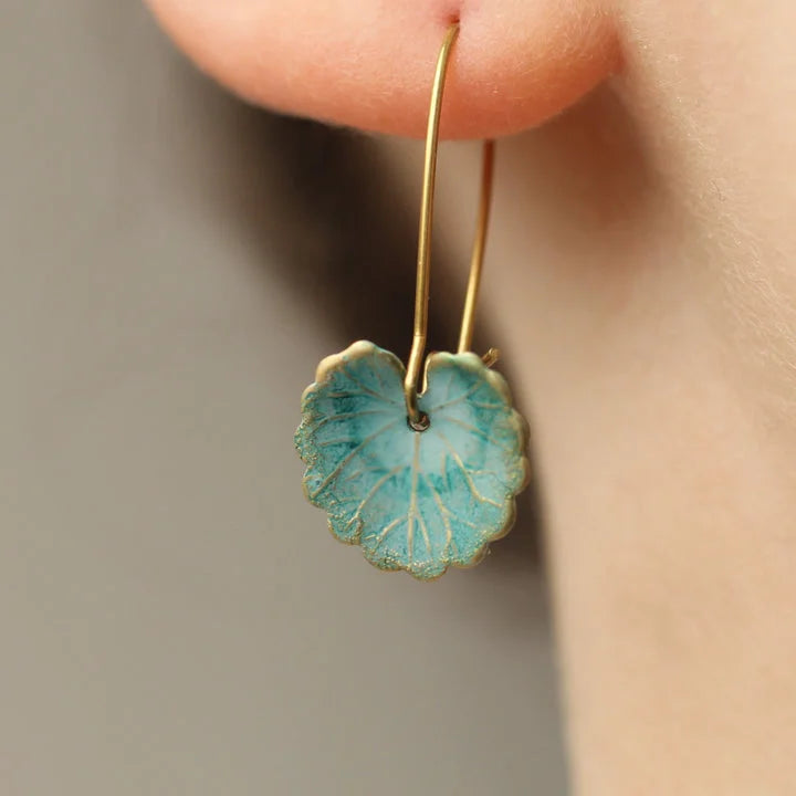 Pendientes vintage en forma de hoja azul