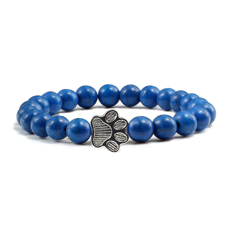 Pulsera con Perlas en Forma de Huella – Diseño de Piedra Natural
