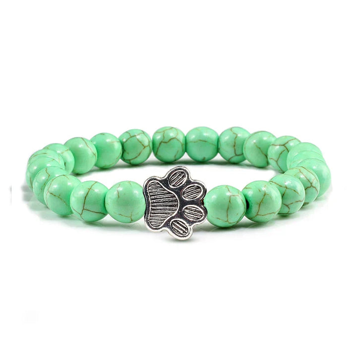 Pulsera con Perlas en Forma de Huella – Diseño de Piedra Natural