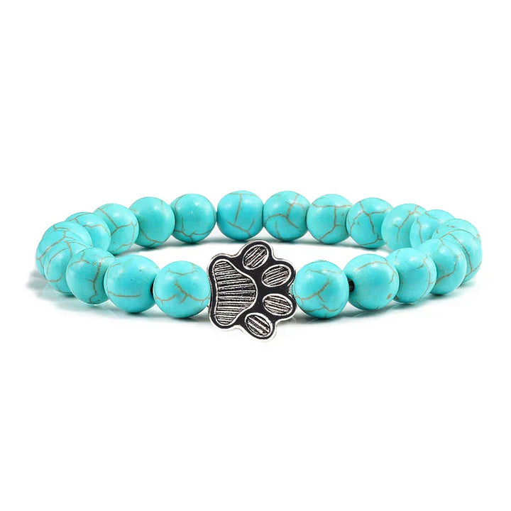 Pulsera con Perlas en Forma de Huella – Diseño de Piedra Natural