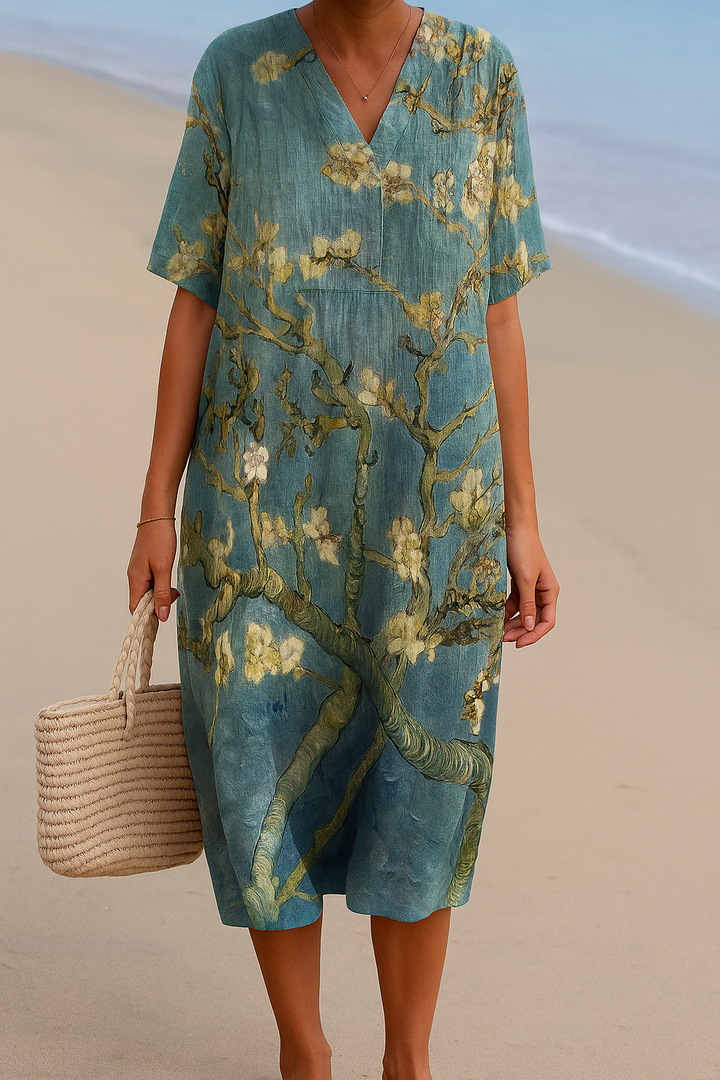Mara - Vestido Floral en Verde-Agua