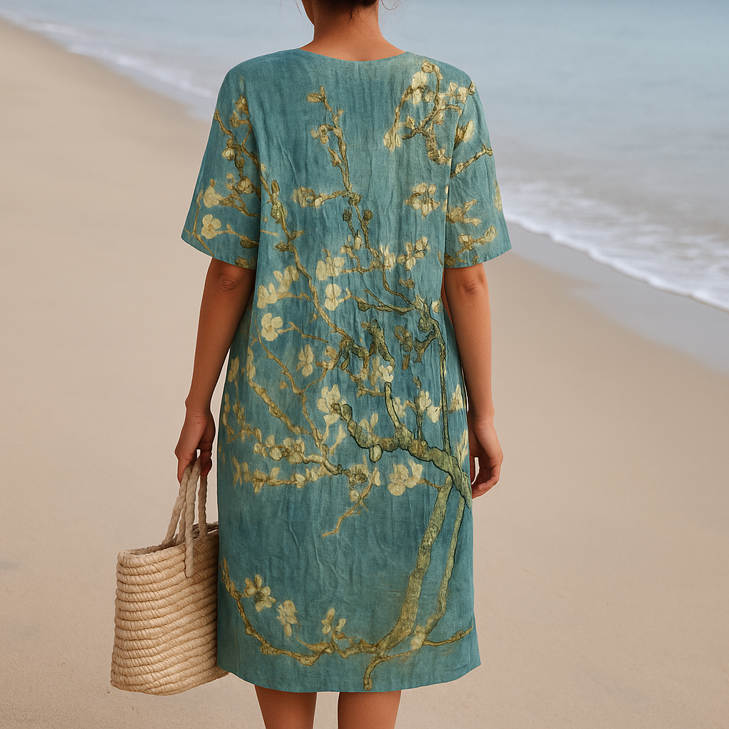Mara - Vestido Floral en Verde-Agua