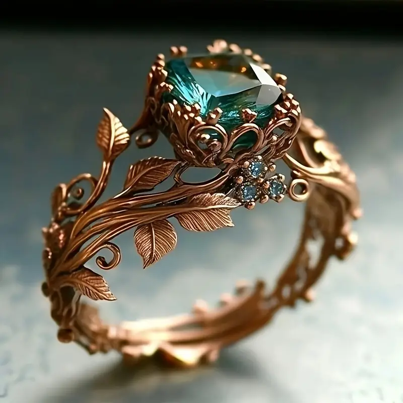 Anillo de la Naturaleza con Cristal Verde