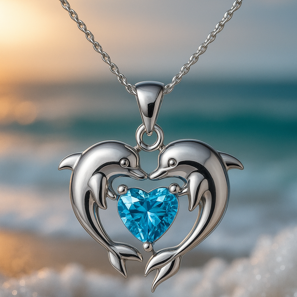 Collar Doble de Plata con Delfines del Amor