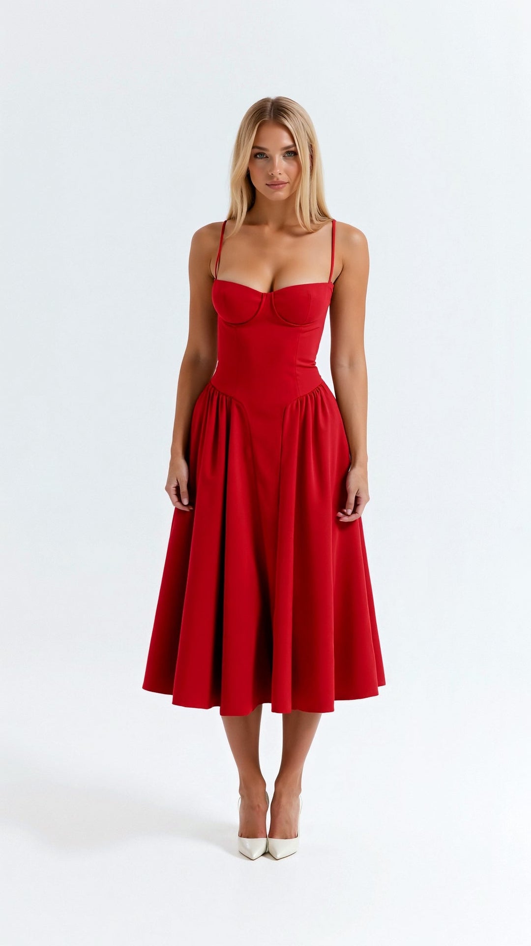 Odete - Vestido midi con corpete estructurado