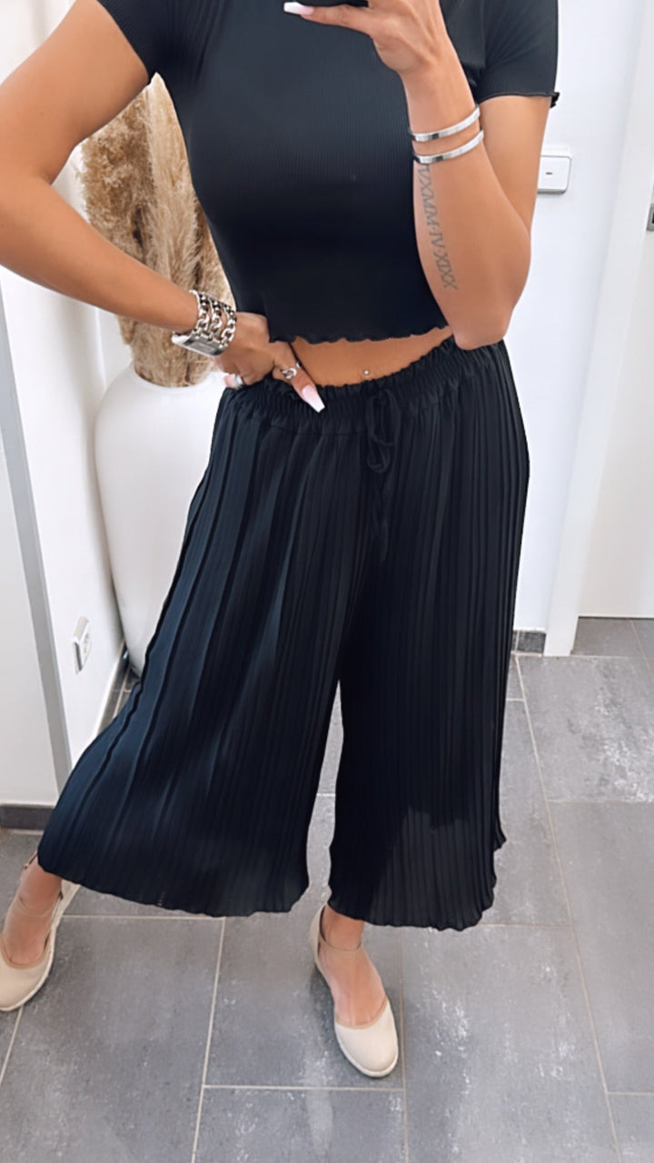 Maia - Pantalones Plisados Negros