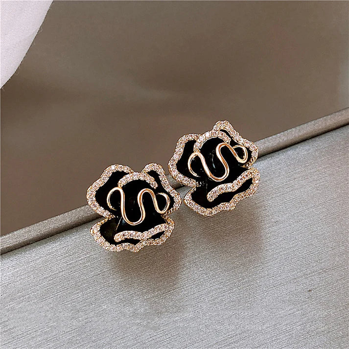 Pendientes colgantes dorados "Loto Negro"