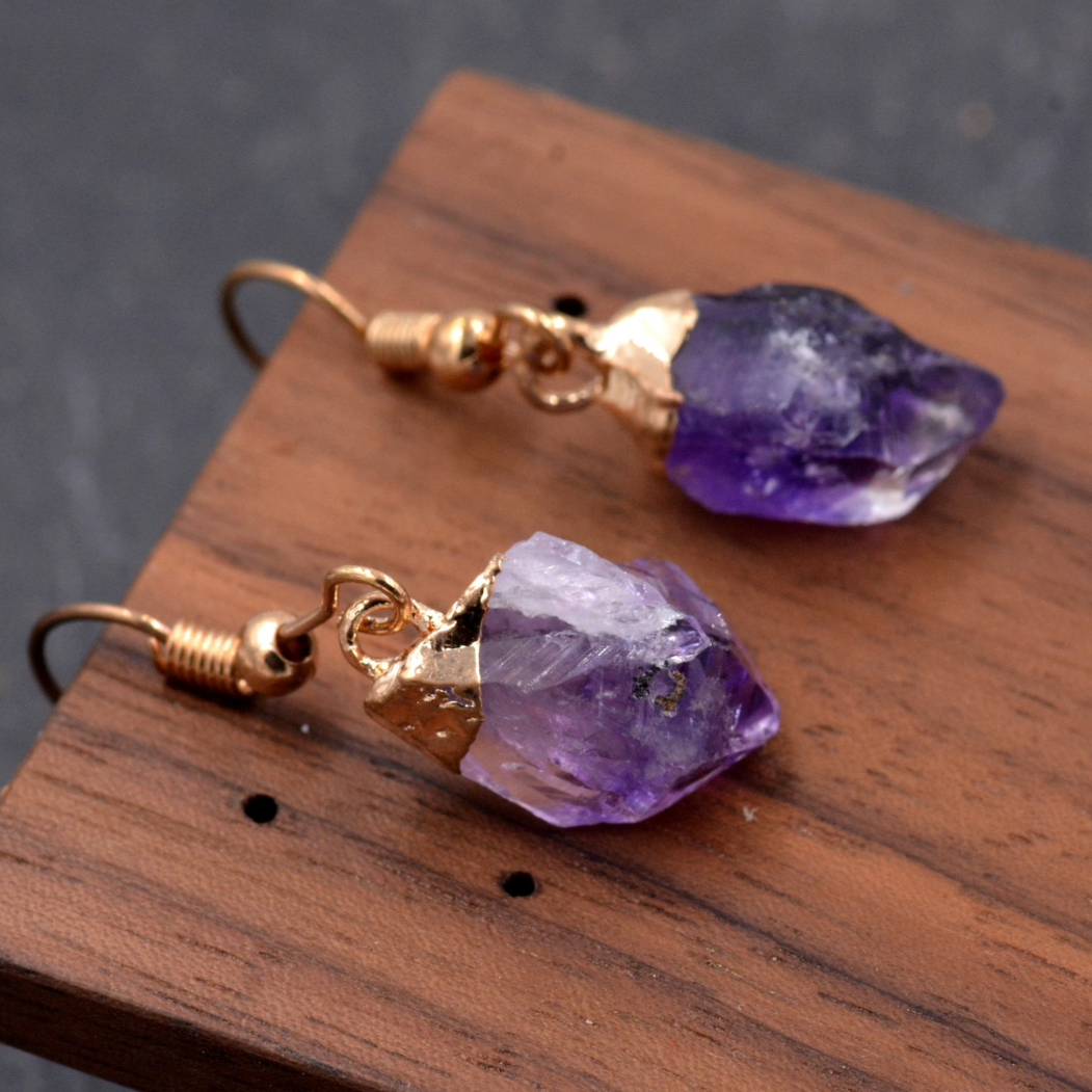 Pendientes de oro con amatista