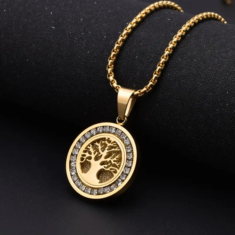 Collar Árbol de la Vida en Color Dorado de Lujo con Circonitas