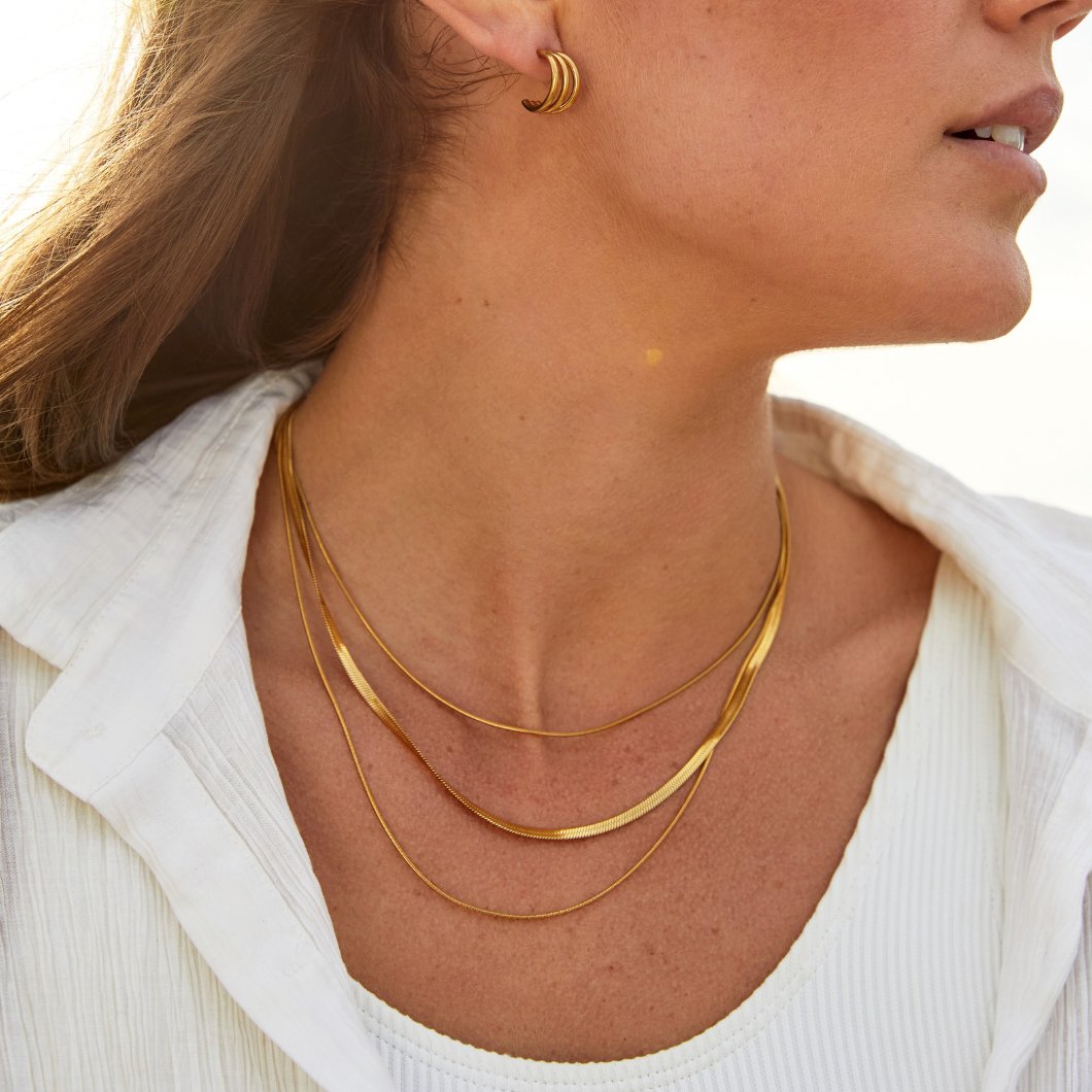 Collar de Cadena de Oro de Múltiples Capas