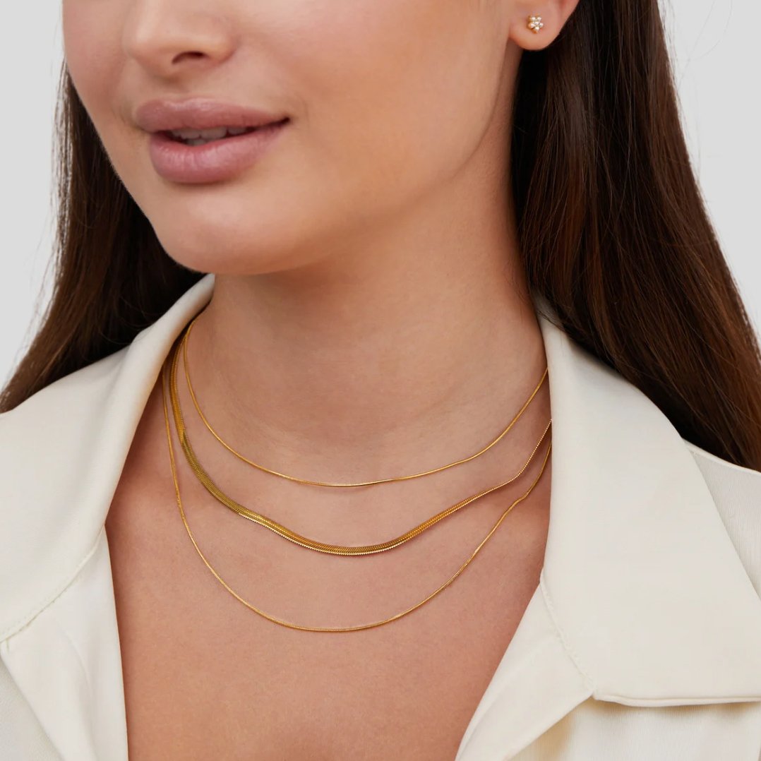 Collar de Cadena de Oro de Múltiples Capas