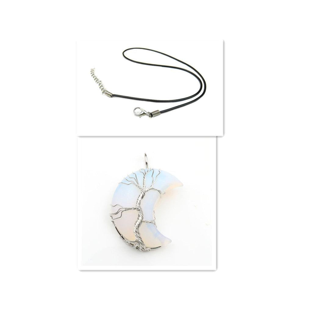Collar con Colgante Árbol de la Vida de Luna de Cristal Accesorio