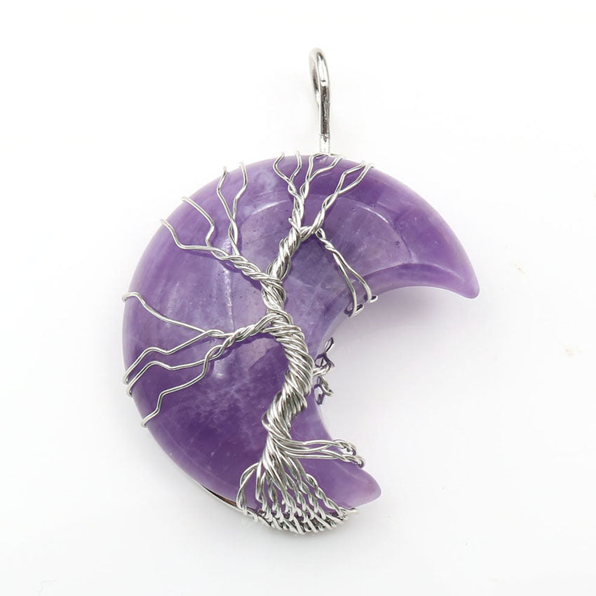 Collar con Colgante Árbol de la Vida de Luna de Cristal Accesorio