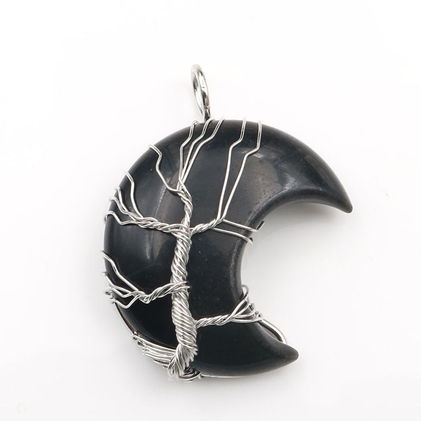 Collar con Colgante Árbol de la Vida de Luna de Cristal Accesorio
