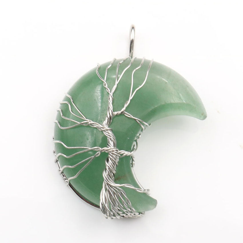 Collar con Colgante Árbol de la Vida de Luna de Cristal Accesorio