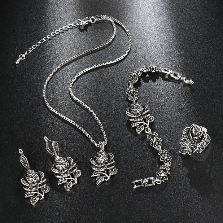 Conjunto Elegante en Plata con Circonitas