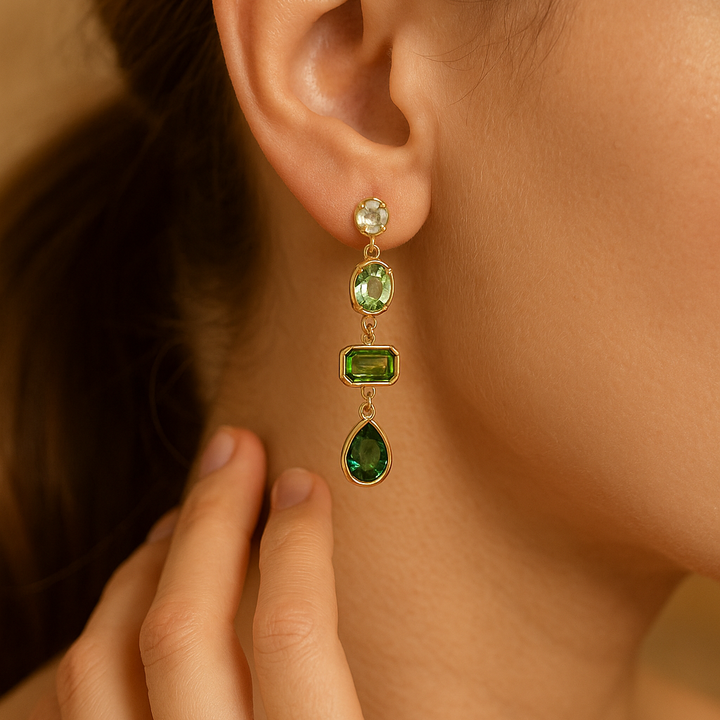 Kona | Pendientes con Piedras Colgantes en Color Verde