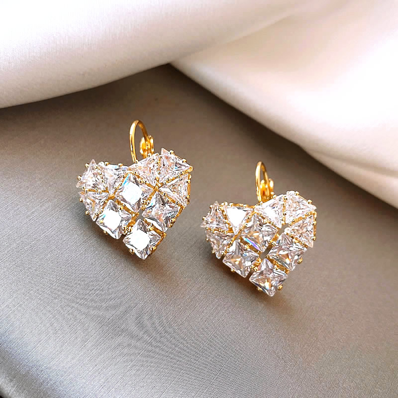 Pendientes Colgantes con Cristal en Forma de Corazón