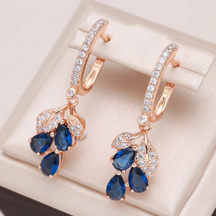 Pendientes Colgantes con Cristales Azules