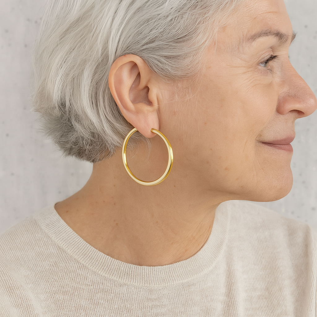 Pendientes de Oro Grande en Forma de Aro