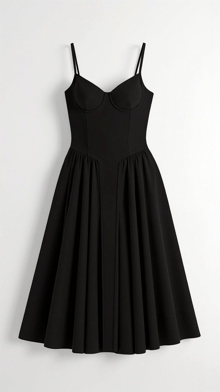 Odete - Vestido midi con corpete estructurado
