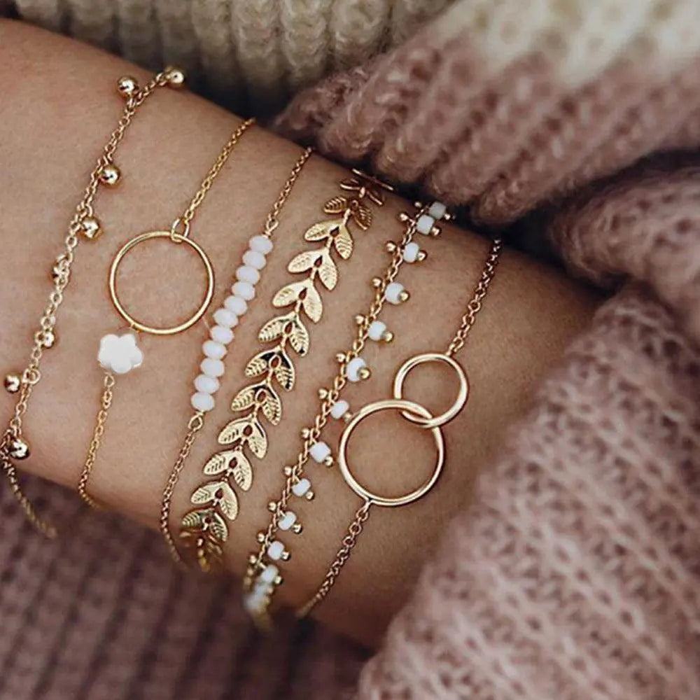 Conjunto de pulseras Bohemio en color dorado