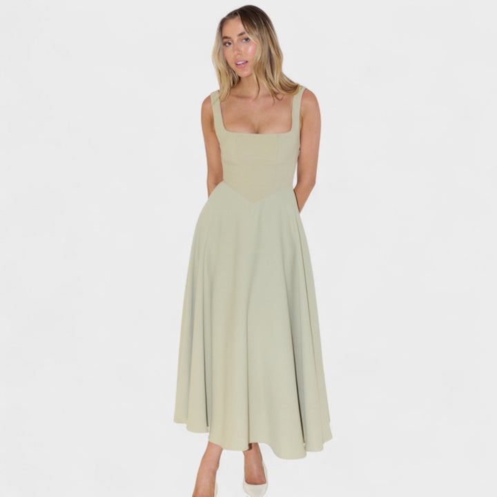 Maribel - Vestido Midi escote cuadrado