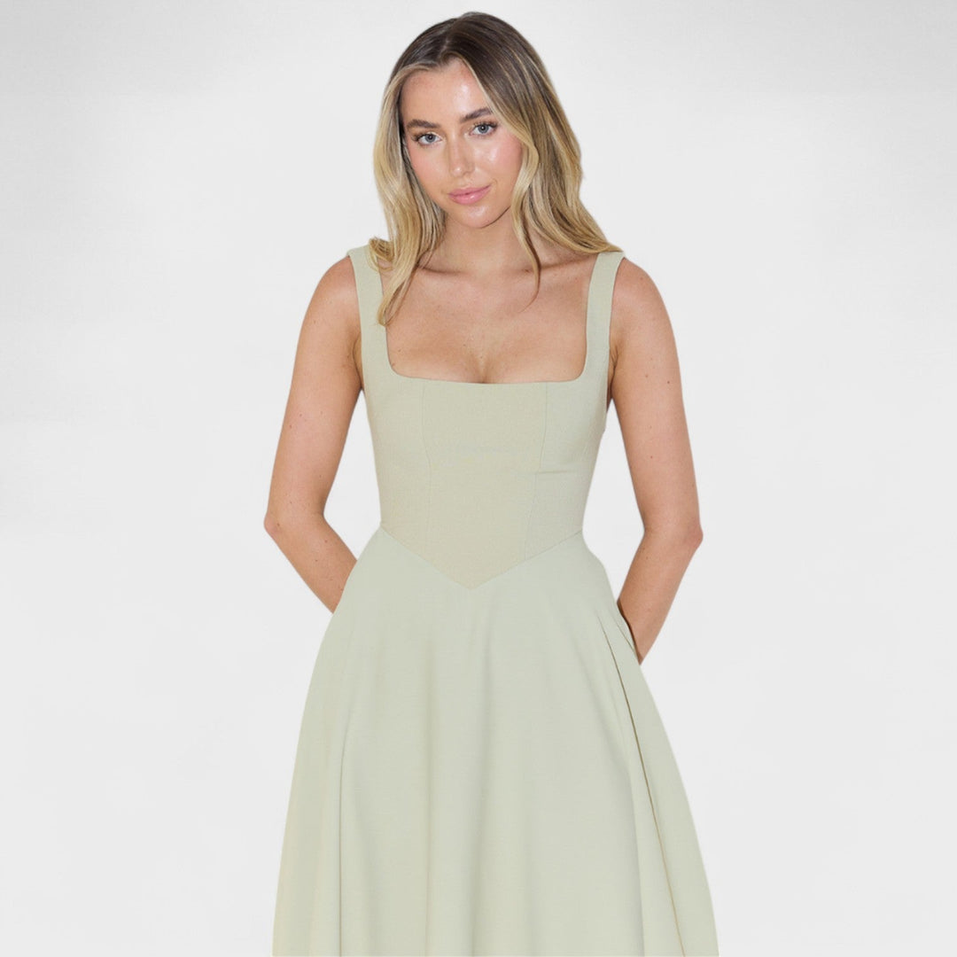 Maribel - Vestido Midi escote cuadrado