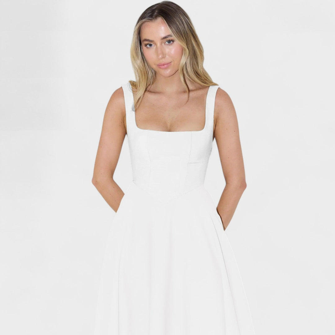 Maribel - Vestido Midi escote cuadrado