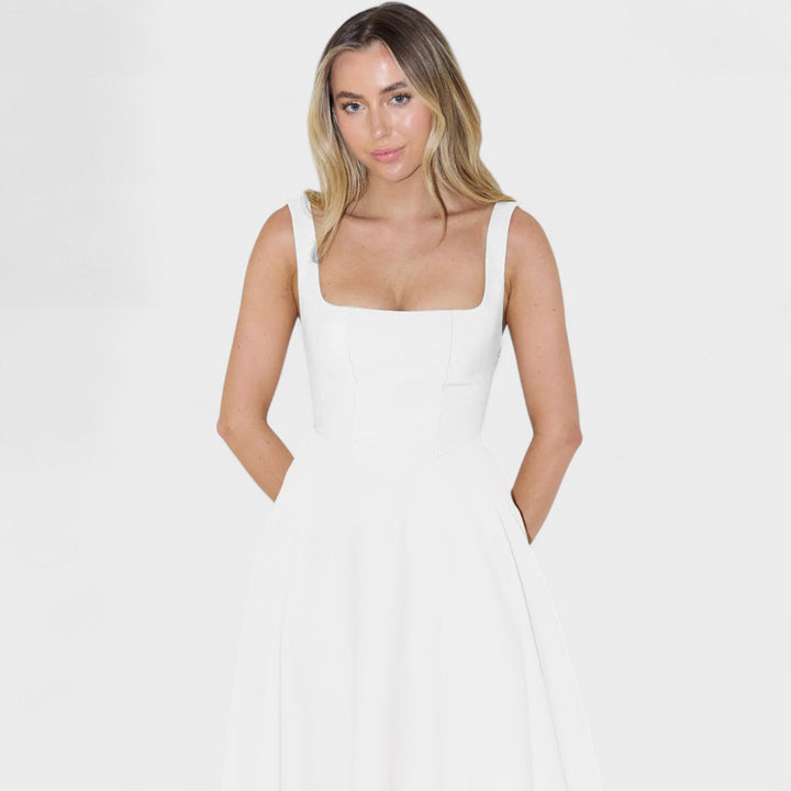 Maribel - Vestido Midi escote cuadrado