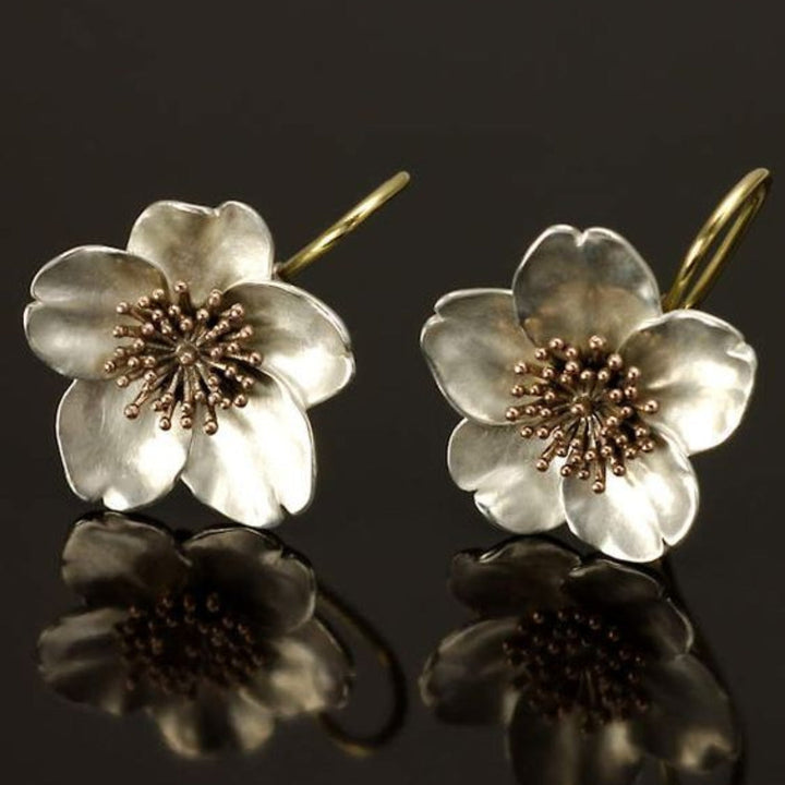 Pulseras retro en plata y oro con flores