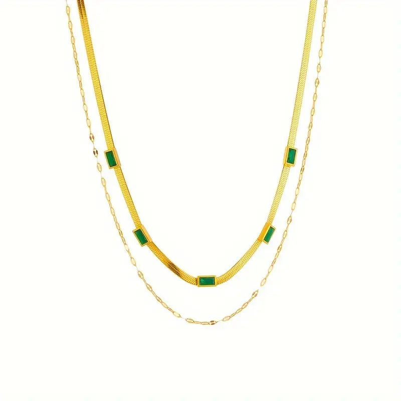 Collar retro de oro de dos capas "Sorella Gem"