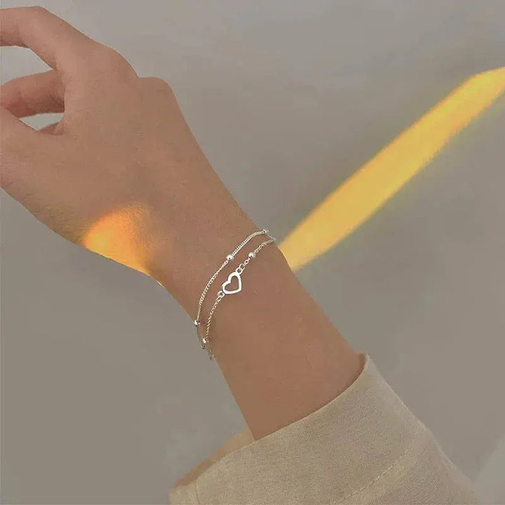 Pulsera de Plata Ajustable con Corazón