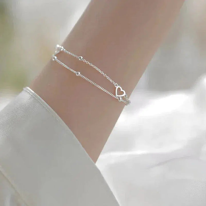 Pulsera de Plata Ajustable con Corazón