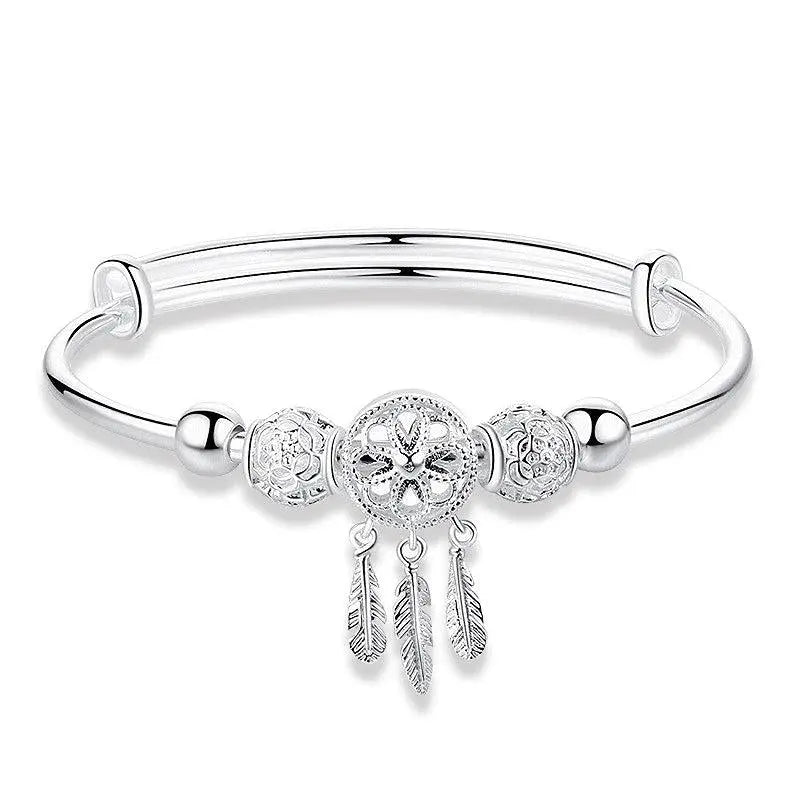 Pulsera Ajustable de Atrapa Sueños en Plata