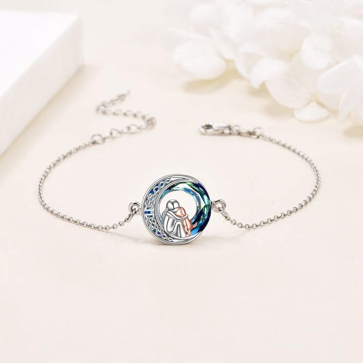 Pulsera Ajustable con Perro Colgante de Plata