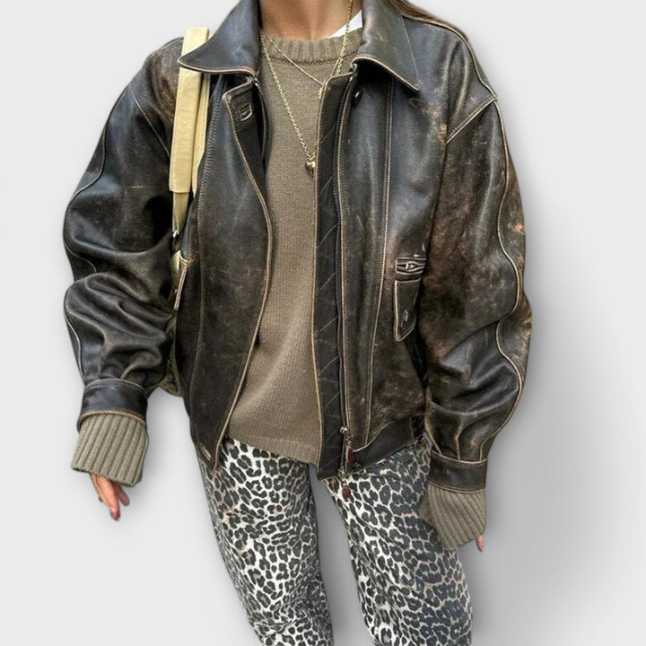 Chandra - Pantalones vaqueros vintage de leopardo