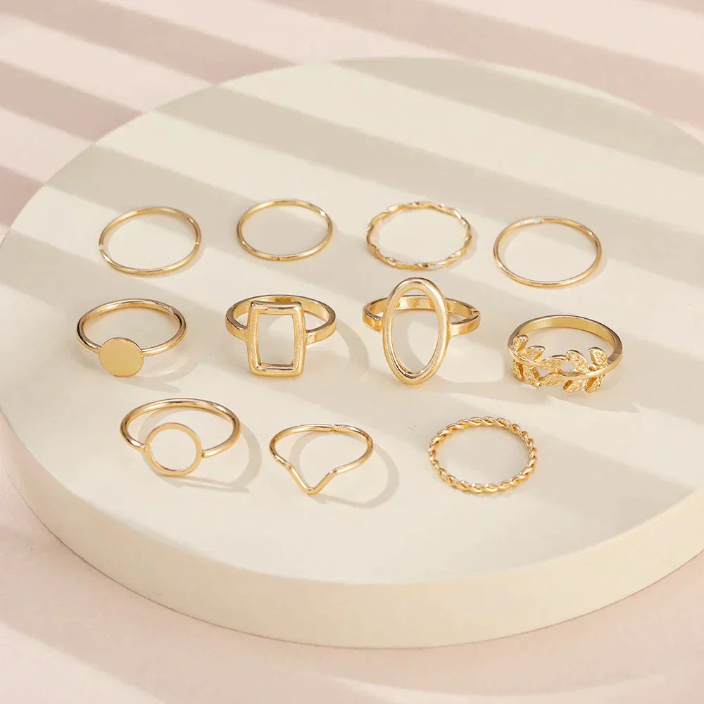 Set de 11 anillos retro de plata