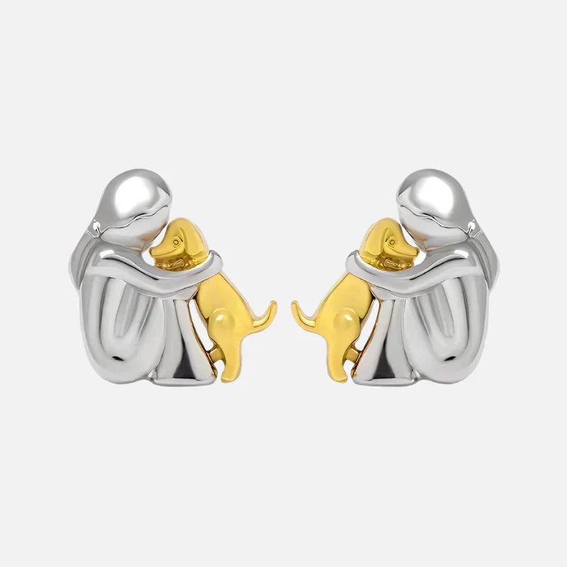 Pendientes de Abrazo en Dos Tonos, Plateado y Dorado