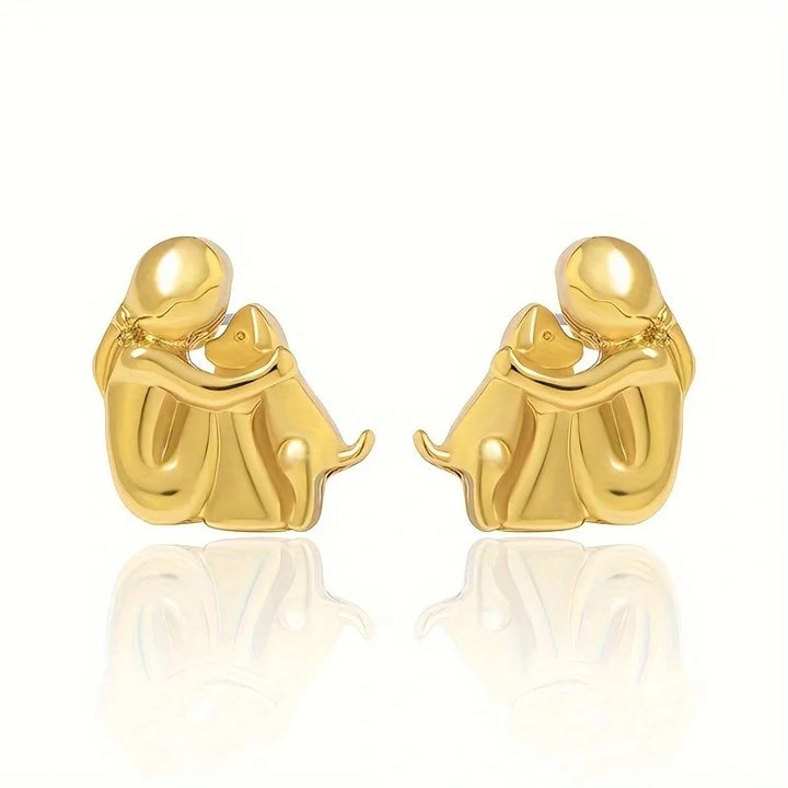 Pendientes de Abrazo en Dos Tonos, Plateado y Dorado